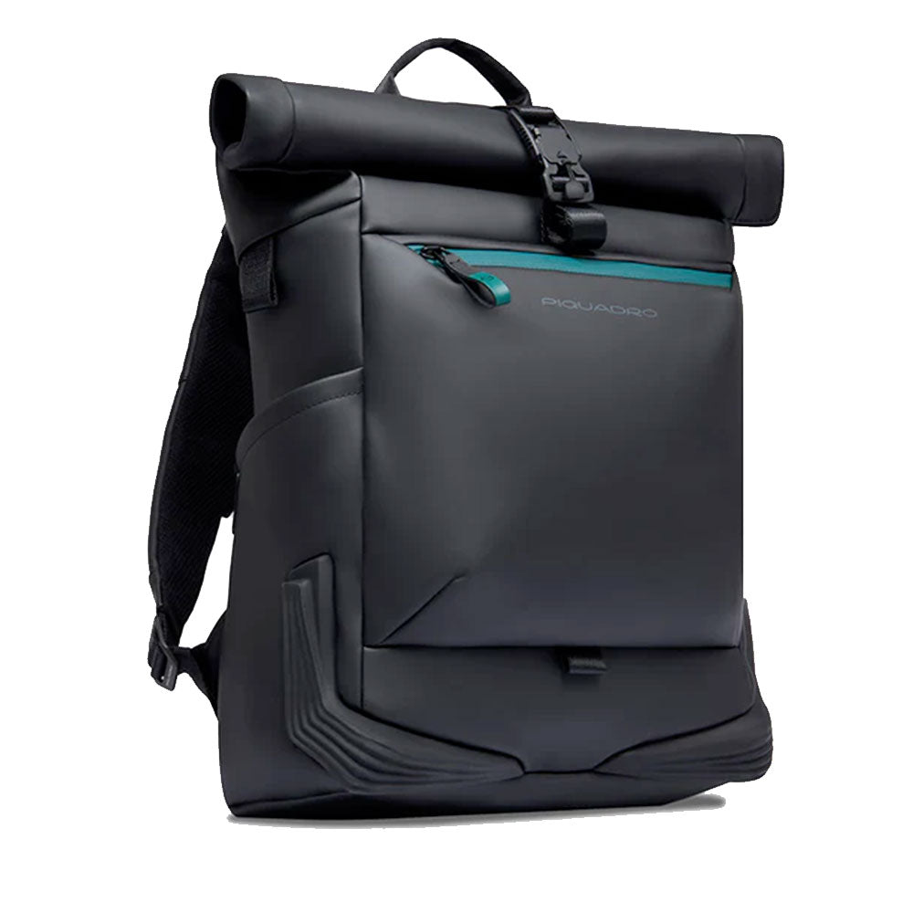 Zaino PIQUADRO Roll Top con porta Pc 15,6" in Tessuto Gommato colore Nero - CA6291C2OW