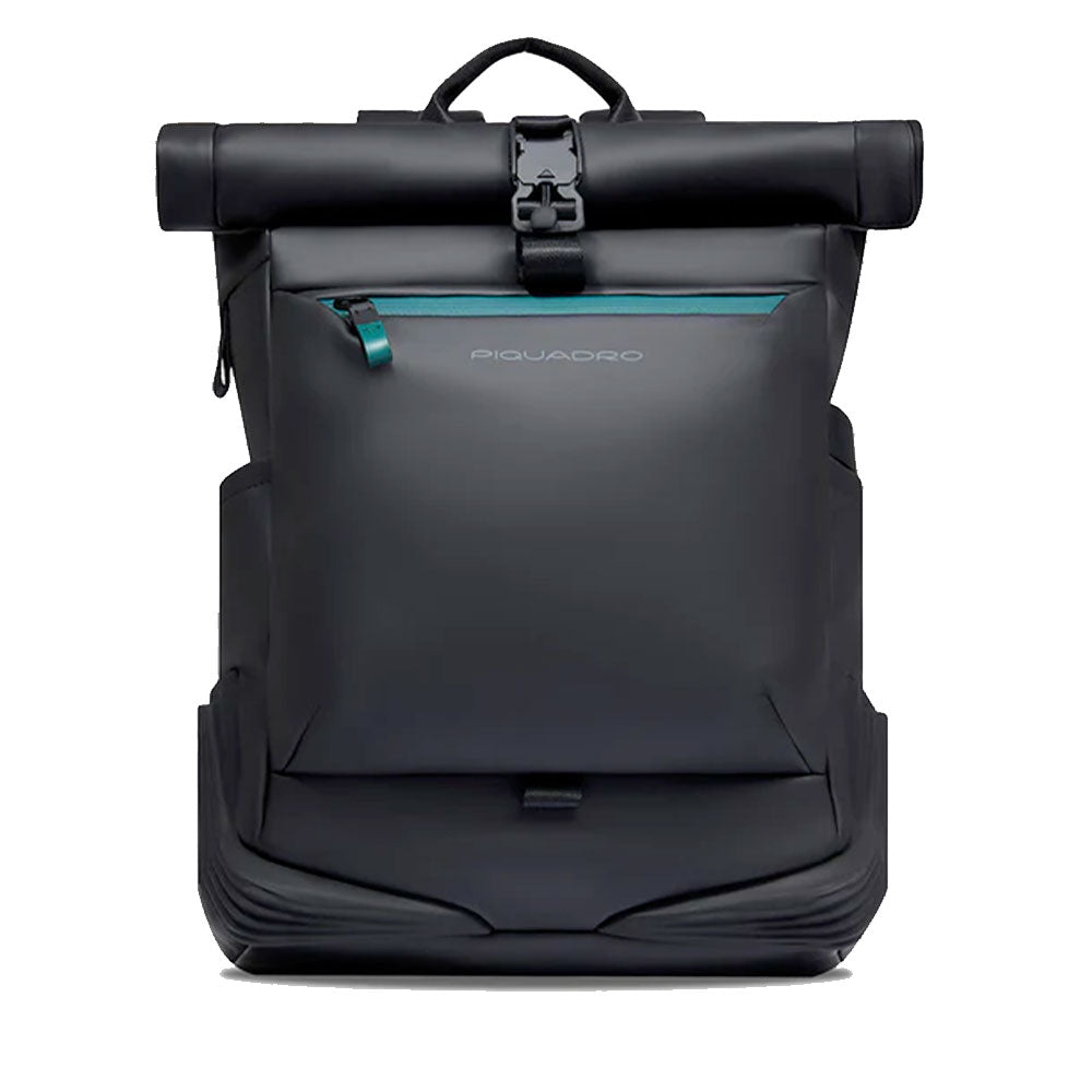 Zaino PIQUADRO Roll Top con porta Pc 15,6" in Tessuto Gommato colore Nero - CA6291C2OW