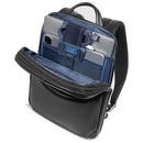 PIQUADRO Herrenrucksack, erweiterbar, mit 14"-Laptopfach, aus schwarzem Leder, Blue-Square-Linie – CA6311B2