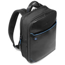 PIQUADRO Herrenrucksack, erweiterbar, mit 14"-Laptopfach, aus schwarzem Leder, Blue-Square-Linie – CA6311B2