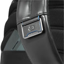 PIQUADRO Herrenrucksack, erweiterbar, mit 14"-Laptopfach, aus schwarzem Leder, Blue-Square-Linie – CA6311B2