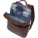 PIQUADRO Herrenrucksack, erweiterbar, mit 14"-Laptopfach, aus mahagonfarbenem Leder, Linie Blue Square – CA6311B2