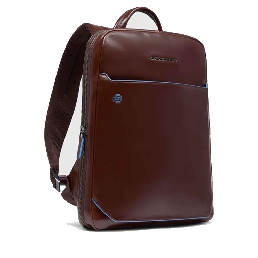PIQUADRO Herrenrucksack, erweiterbar, mit 14"-Laptopfach, aus mahagonfarbenem Leder, Linie Blue Square – CA6311B2