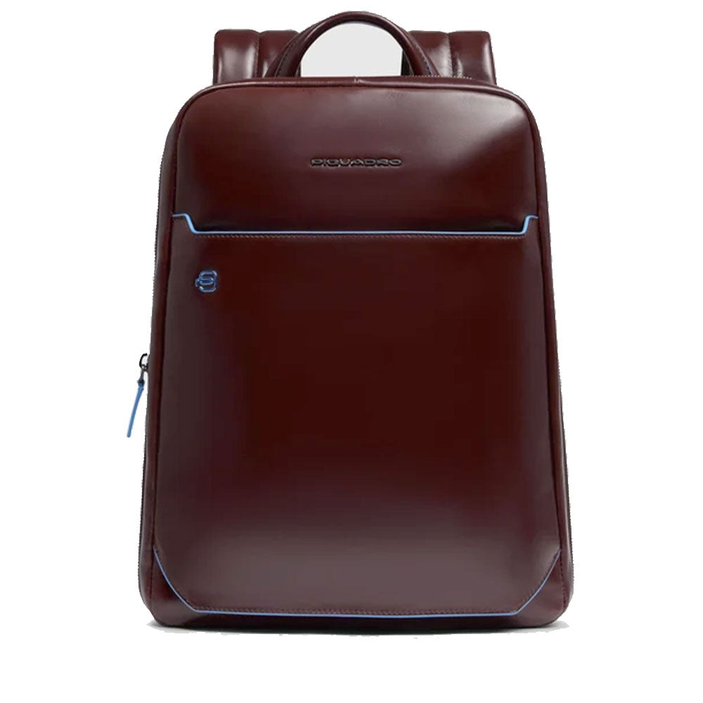 PIQUADRO Herrenrucksack, erweiterbar, mit 14"-Laptopfach, aus mahagonfarbenem Leder, Linie Blue Square – CA6311B2