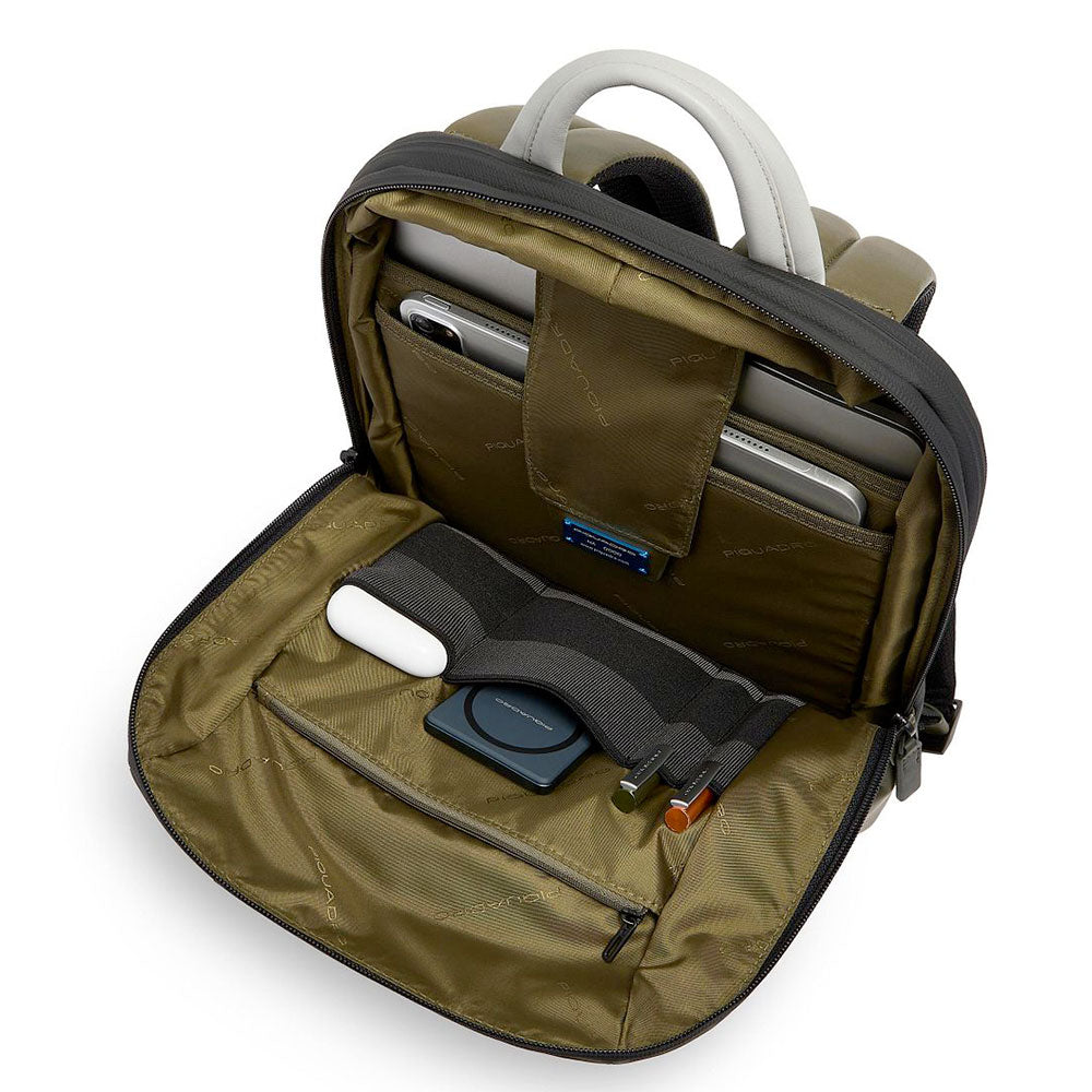 Zaino Uomo PIQUADRO con Porta PC 15.6" in Pelle Verde - Grigio Linea Urban - CA6384UB00