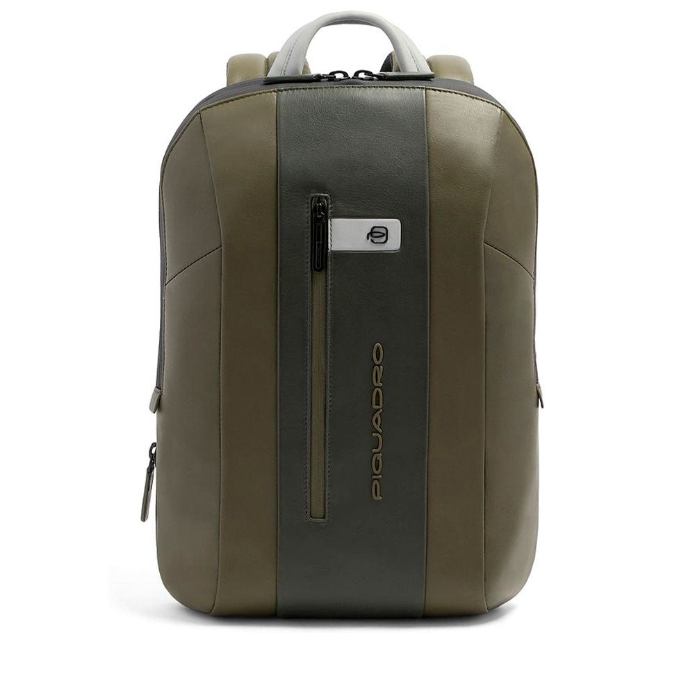 Zaino Uomo PIQUADRO con Porta PC 15.6" in Pelle Verde - Grigio Linea Urban - CA6384UB00