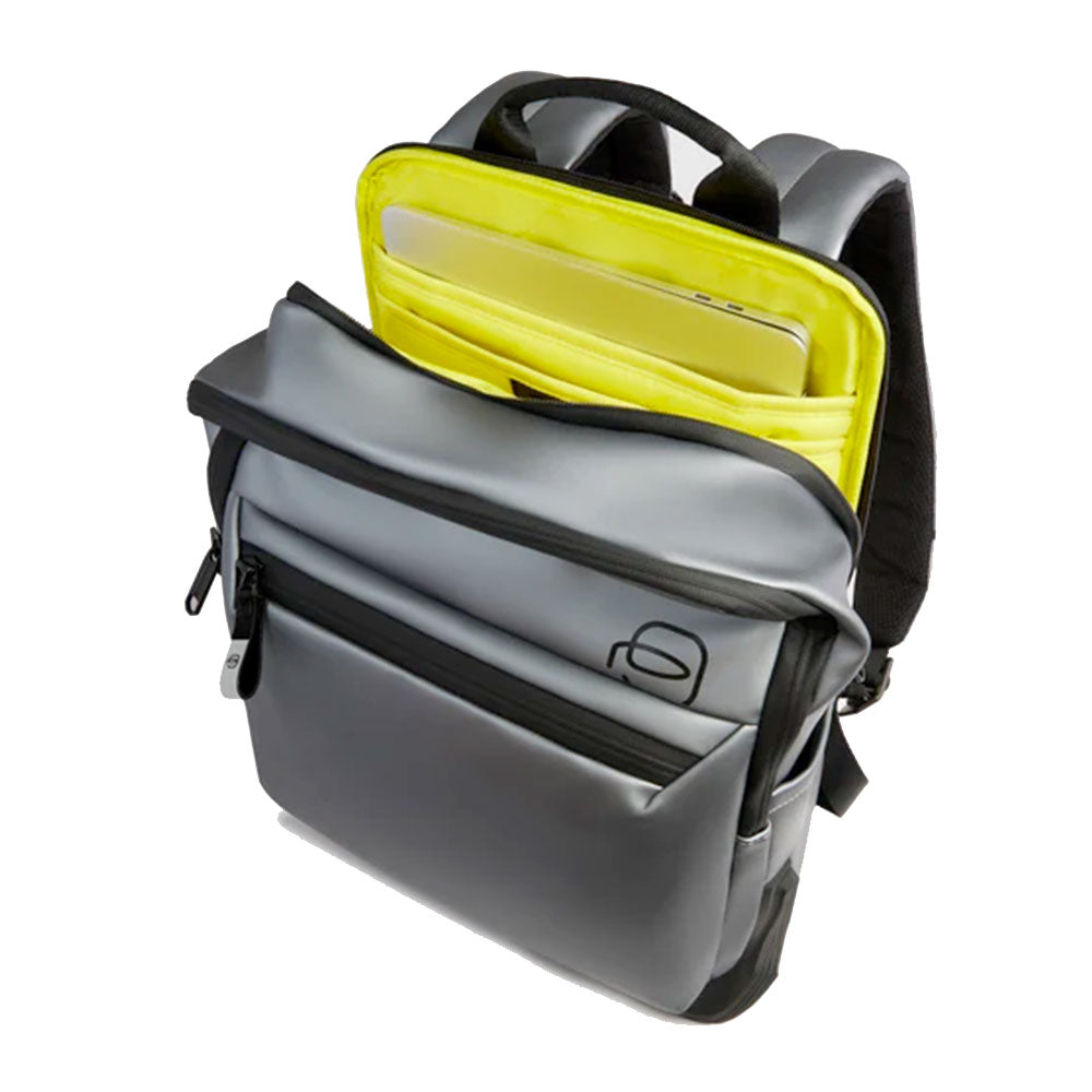 Zaino PIQUADRO Con Porta Pc 14" in Tessuto Argento e Nero Linea Corner 2.0 - CA6464C2OW