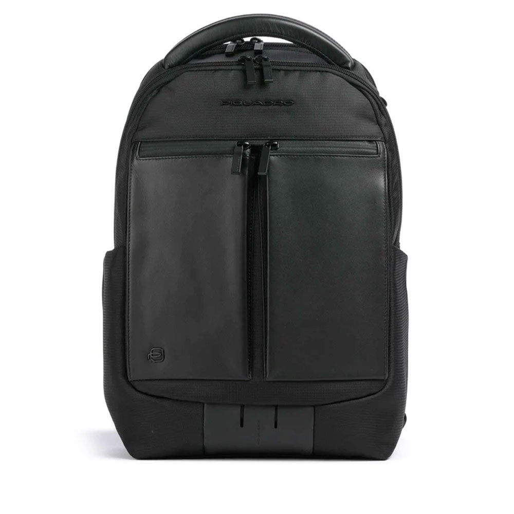 Zaino PIQUADRO con Porta Computer 14" in Tessuto e Pelle Colore Nero Linea Orion - CA6620S136