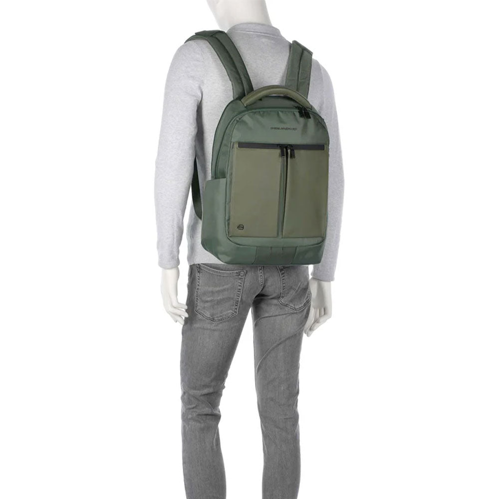 Zaino PIQUADRO con Porta Computer 15,6" in Tessuto e Pelle Blu Linea Orion - CA6621S136