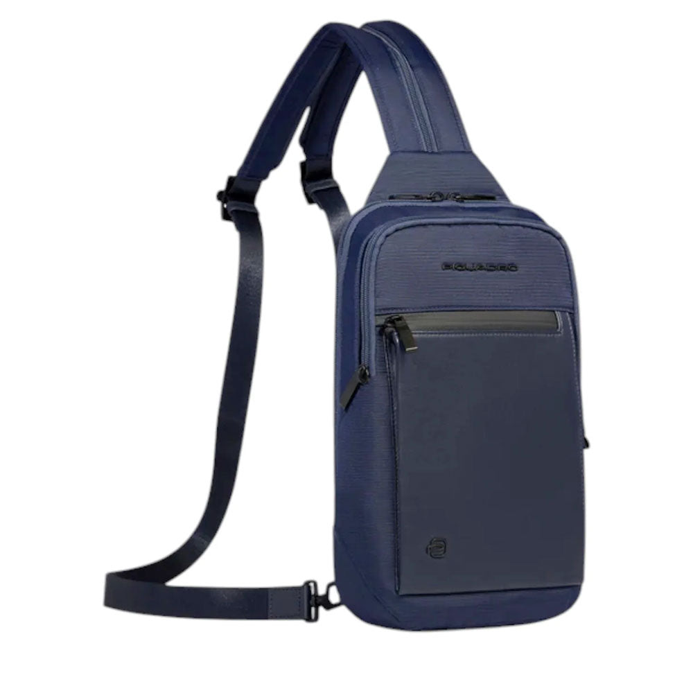 Monospalla Porta iPad mini PIQUADRO in Tessuto e Pelle Blu linea Orion - CA6625S136