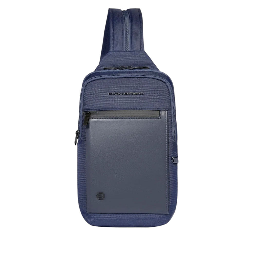 Monospalla Porta iPad mini PIQUADRO in Tessuto e Pelle Blu linea Orion - CA6625S136