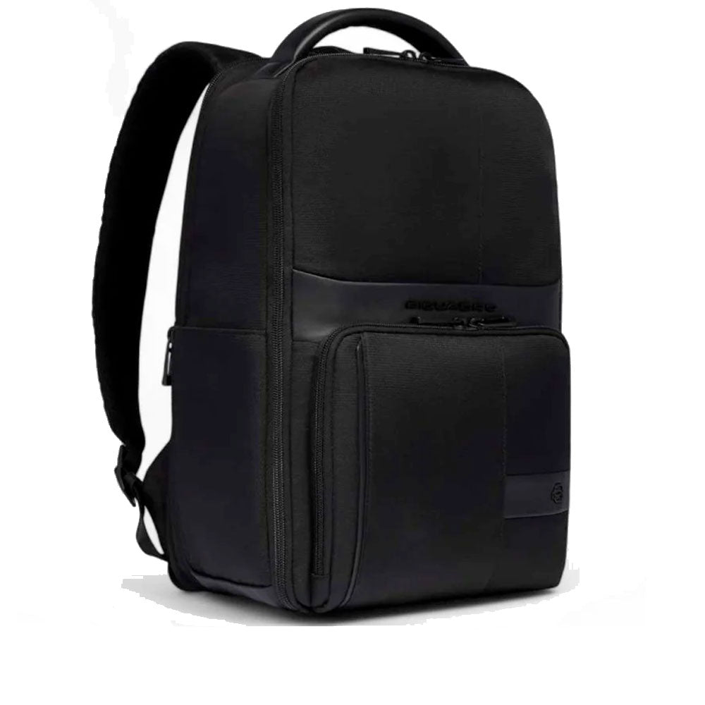 Zaino PIQUADRO da Viaggio con Porta Pc 14" in Tessuto e Pelle Colore Nero Linea Wollem - CA6638W129