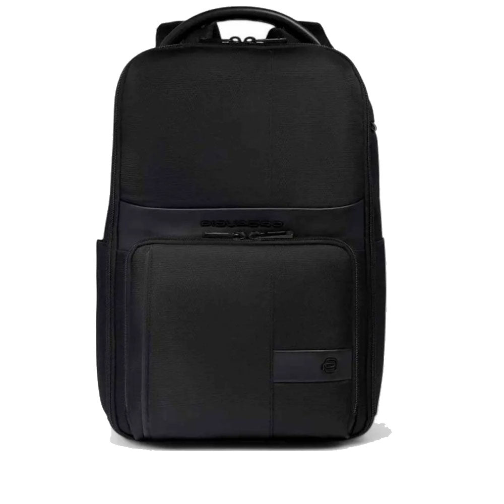 Zaino PIQUADRO da Viaggio con Porta Pc 14" in Tessuto e Pelle Colore Nero Linea Wollem - CA6638W129