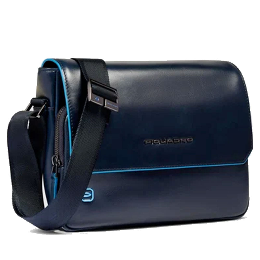 PIQUADRO Herren-Reiseetui Horizontal aus blauem Leder, Blue Square-Linie – CA6812B2