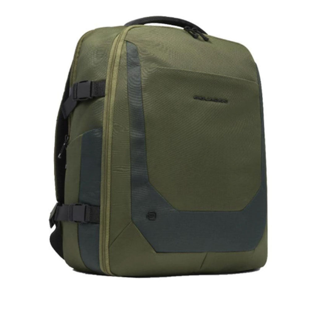 Zaino Cabina PIQUADRO Con Porta Pc 15,6" in Tessuto e Pelle Verde Linea City Bags - CA6905S140