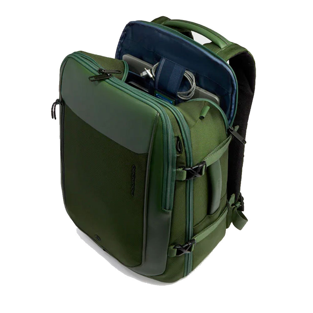 Zaino da Bici PIQUADRO Con Porta Pc 15,6" in Tessuto e Pelle Verde Linea Lyss - CA6929S143BM