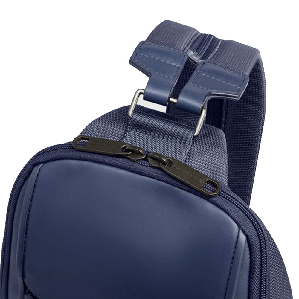 Monospalla Porta iPad mini PIQUADRO linea Lyss in Tessuto e Pelle Blu - CA6934S143