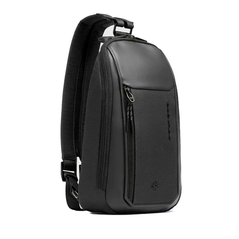 Monospalla Porta iPad mini PIQUADRO linea Lyss in Tessuto e Pelle Colore Nero - CA6934S143