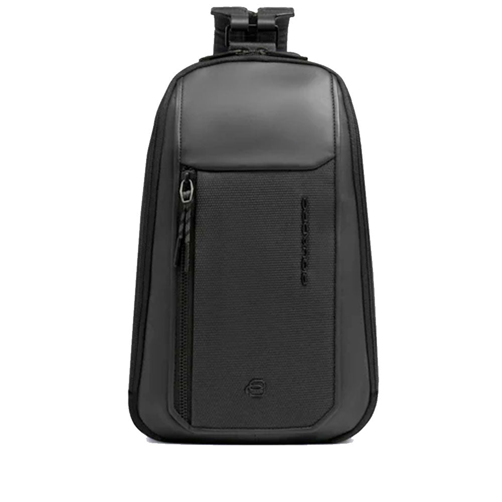 Monospalla Porta iPad mini PIQUADRO linea Lyss in Tessuto e Pelle Colore Nero - CA6934S143