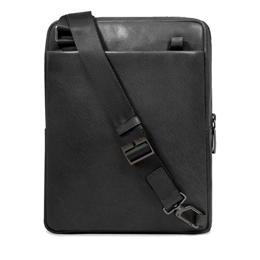 Herren-Umhängetasche mit iPad-Fach PIQUADRO Modell Solm aus schwarzem Leder - CA7031S141