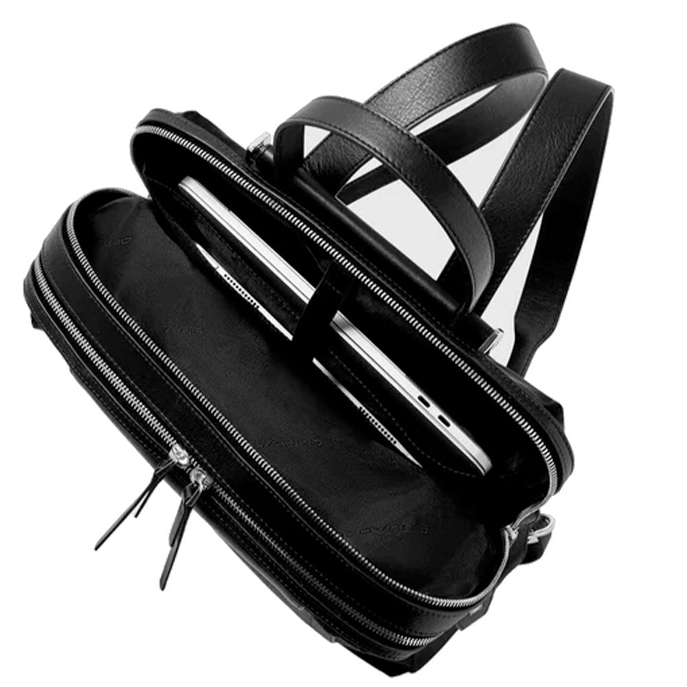 Zaino Donna PIQUADRO Porta PC 15,6" in Pelle e Tessuto Nero Linea Circle - CA7042W92T