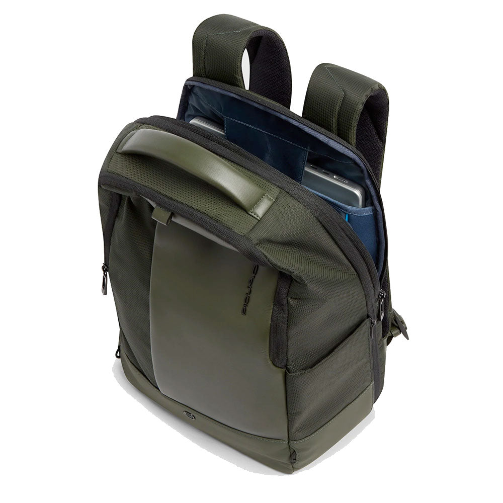 Zaino Uomo PIQUADRO in Tessuto e Pelle Verde Linea Sync con Porta Computer 14" - CA7188W145
