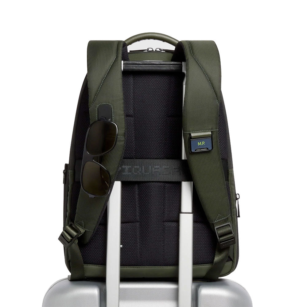 Zaino Uomo PIQUADRO in Tessuto e Pelle Verde Linea Sync con Porta Computer 14" - CA7188W145