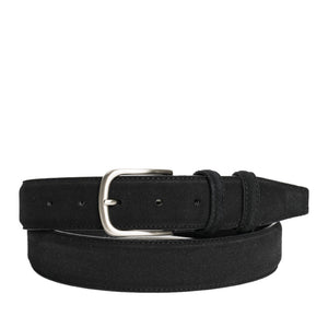 Men's Black Suede Belt 3.5cm - Made in Italy