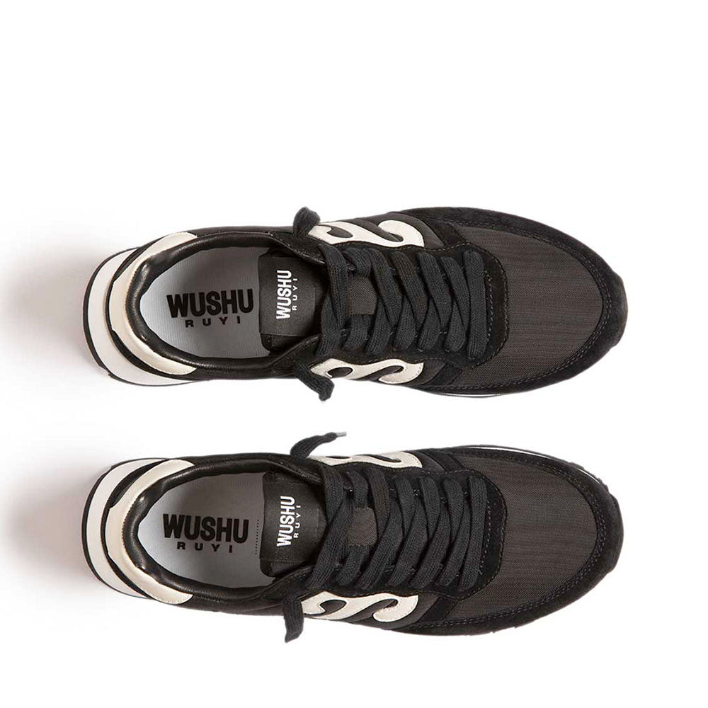 Sneakers Uomo WUSHU RUYI Club 45 in Suede e Nylon Black e White