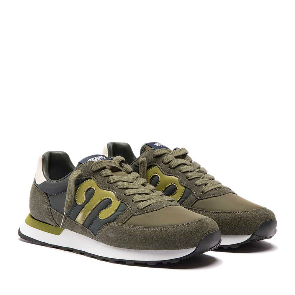 Sneakers Uomo WUSHU RUYI Club 58 in Suede e Nylon Oil Green