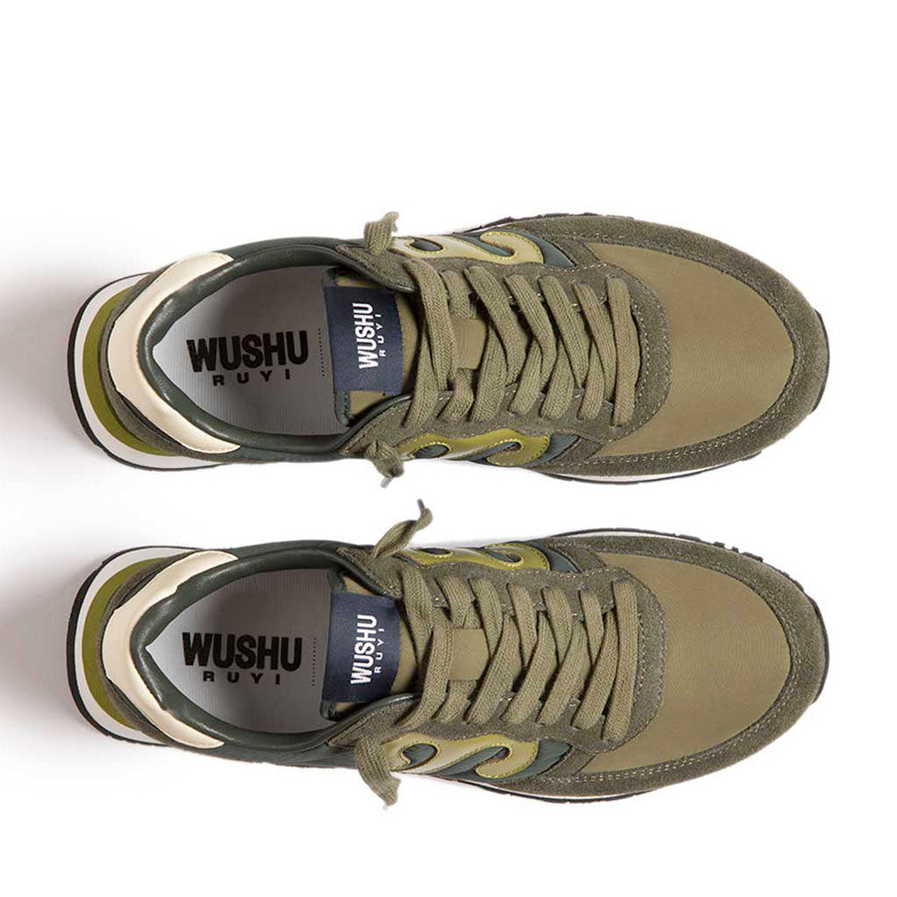 Sneakers Uomo WUSHU RUYI Club 58 in Suede e Nylon Oil Green