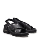 CULT Grace 3705 
Damensandalen aus schwarzem Leder mit Nieten