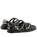 Damen-Sandalen CULT Roshelle 3886 aus schwarzem Leder mit flachen Nieten