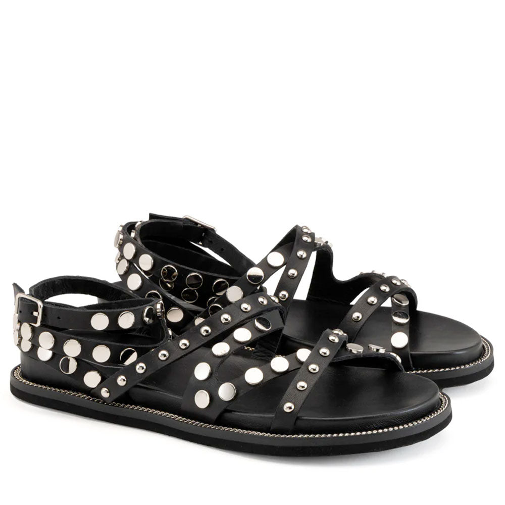 Sandali Donna CULT Roshelle 3886 in Pelle Colore Nera con Borchie Piatte