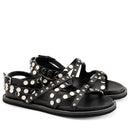 Damen-Sandalen CULT Roshelle 3886 aus schwarzem Leder mit flachen Nieten