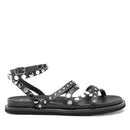 Damen-Sandalen CULT Roshelle 3886 aus schwarzem Leder mit flachen Nieten