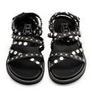 Damen-Sandalen CULT Roshelle 3886 aus schwarzem Leder mit flachen Nieten
