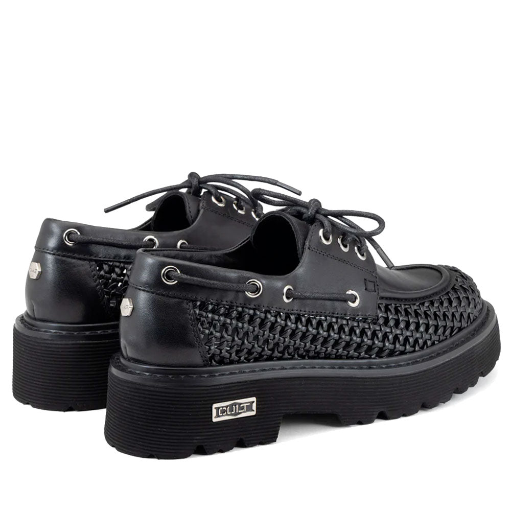Scarpe Donna CULT Slash 4686 Mocassini Stringati in Pelle Traforata Nera