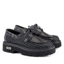 Scarpe Donna CULT Slash 4686 Mocassini Stringati in Pelle Traforata Nera