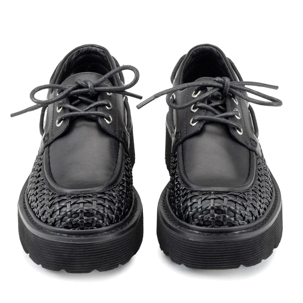 Scarpe Donna CULT Slash 4686 Mocassini Stringati in Pelle Traforata Nera