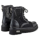 Scarpe Donna CULT Anfibi Slash 4696 in Pelle Nera Traforata e Mesh con Micro Borchie