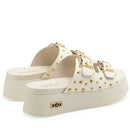 Ciabatte Donna CULT Janis 4740 in Pelle Off White con Borchie Oro