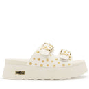 Ciabatte Donna CULT Janis 4740 in Pelle Off White con Borchie Oro