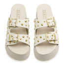 Ciabatte Donna CULT Janis 4740 in Pelle Off White con Borchie Oro
