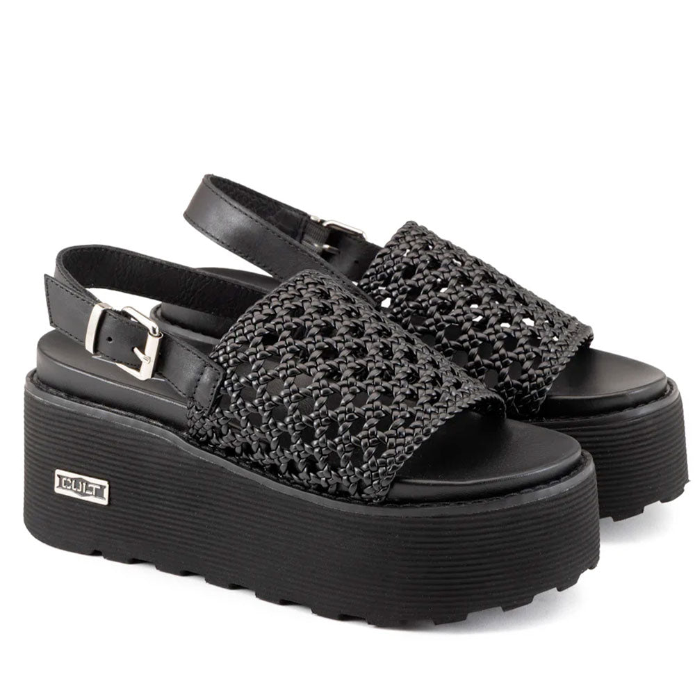 Sandali Donna CULT Nancy 4746 in Pelle Intrecciata Nera
