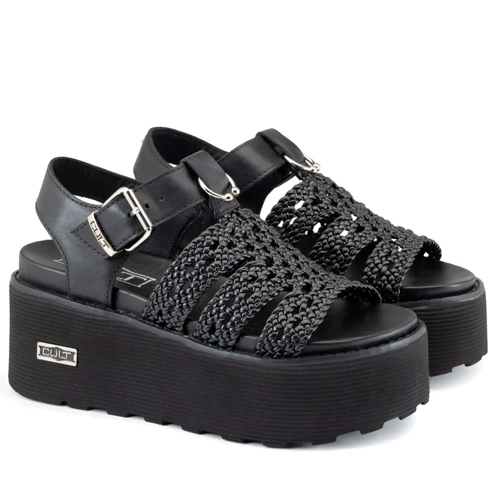 Sandali Donna CULT Nancy 4749 in Pelle Intrecciata Nera
