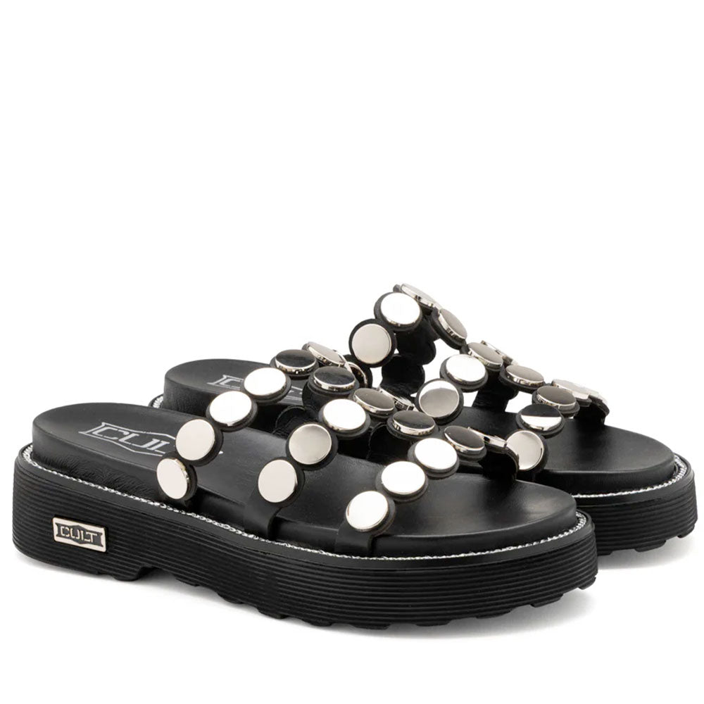 Ciabatte Donna CULT Ziggy 4769 in Pelle Nera con Borchie Piatte
