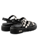 Sandali Donna CULT Ziggy 4770 in Pelle Nera con Borchie Piatte Frontali