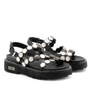 Sandali Donna CULT Ziggy 4770 in Pelle Nera con Borchie Piatte Frontali