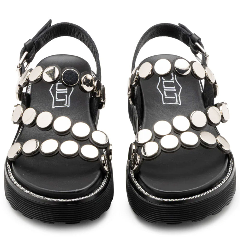 Sandali Donna CULT Ziggy 4770 in Pelle Nera con Borchie Piatte Frontali